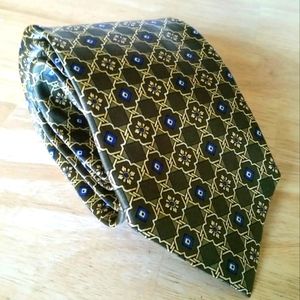 Luxurious Thick 100% Silk Tie Made in Italy No Label Green and Blue
